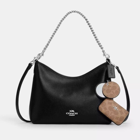 COACH CBI94 Laurel Shoulder Bag Mirror Charm and Pouch Pool/Sand - Picture 1 of 5